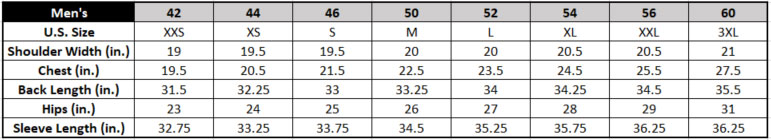 nhl authentic jersey size chart