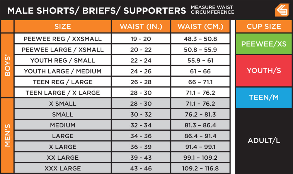 Shock Doctor Sizing Chart